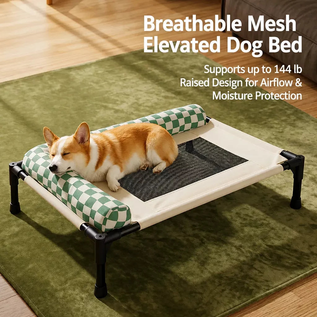 Portable Elevated Pet Cot for Dogs and Cats with Mesh Surface