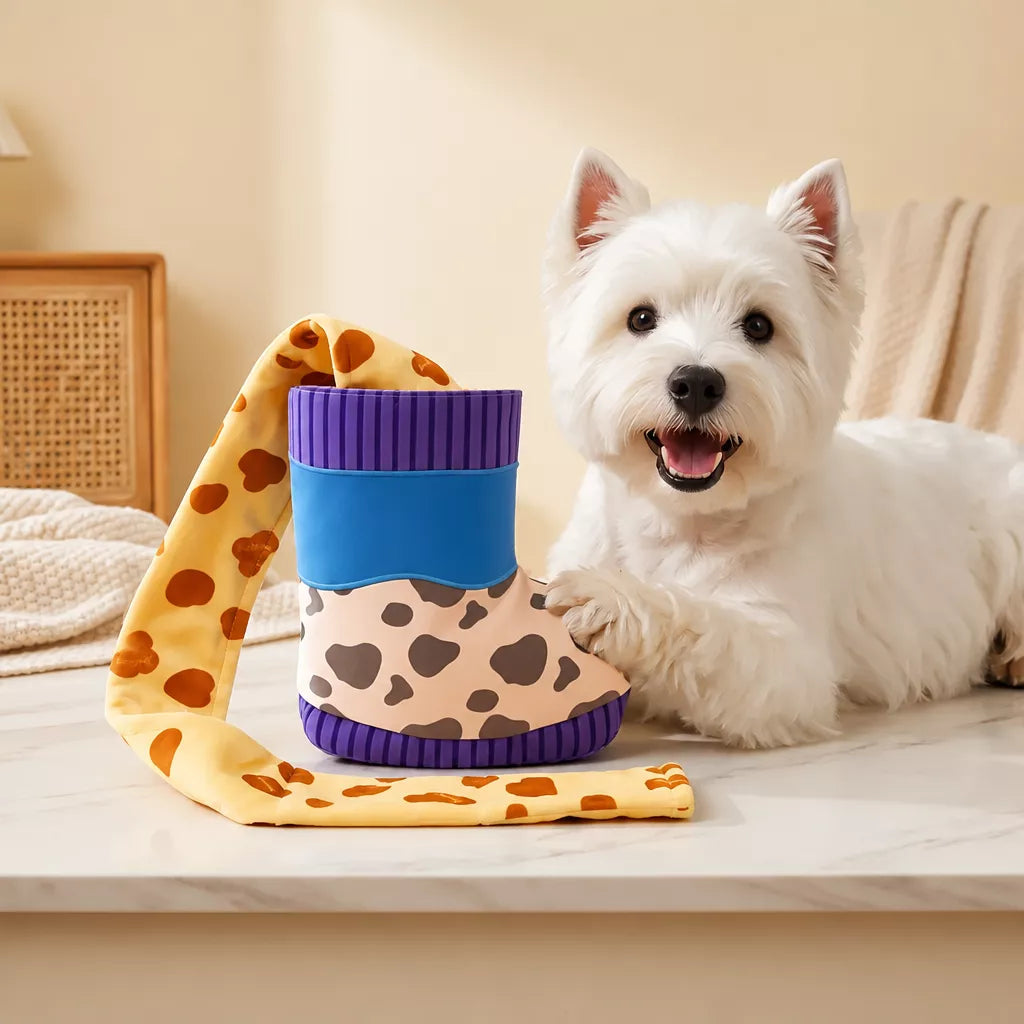 Dog Snuffle Boot Toy with Treat Dispensing and Squeaker