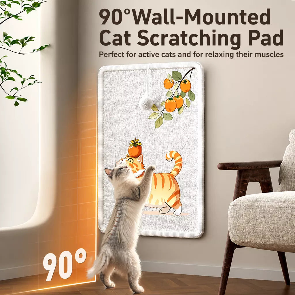 Adhesive Wall-Mounted Cat Scratcher with Braided Cotton Rope