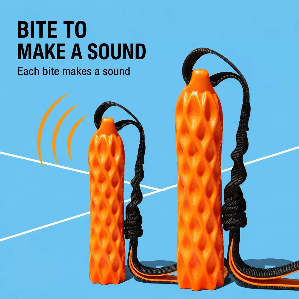 Textured Silicone Squeaky Tug Toy for Dogs