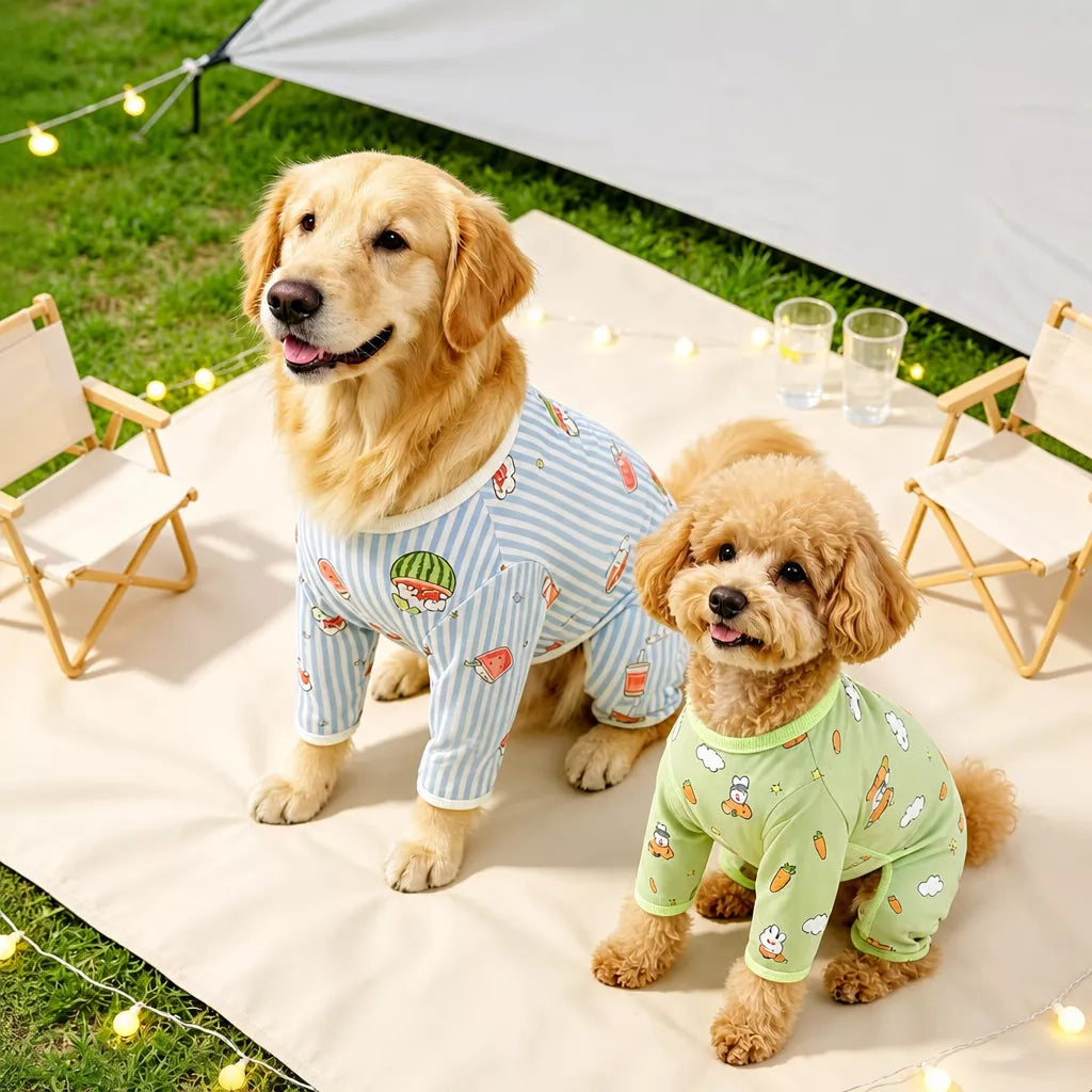 Summer Mesh Four-Leg Dog Outfit with Cartoon Print