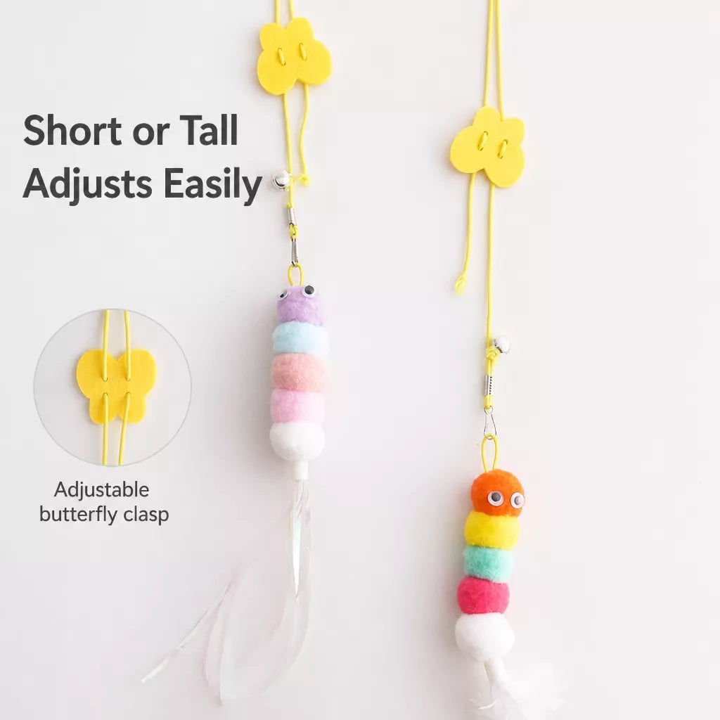 Door-Hanging Feather Cat Teaser Toy with Elastic Cord