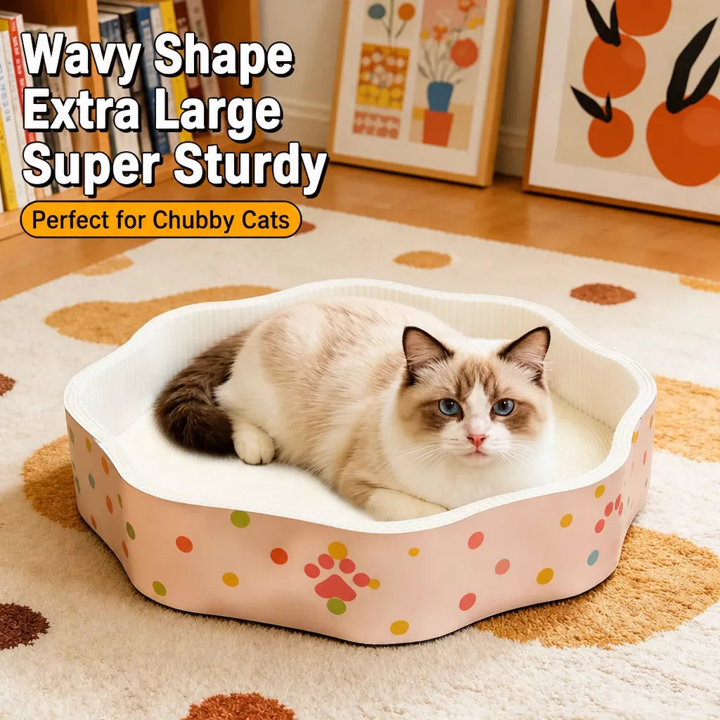 Petal-Shaped Corrugated Cardboard Cat Scratcher Bed