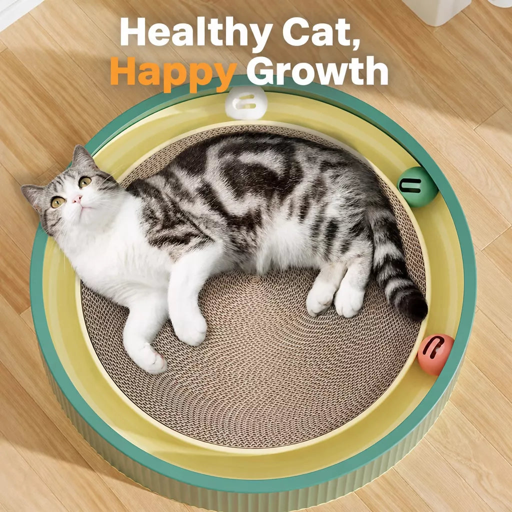Extra-Large Round Cat Scratcher Lounge with Toy Ball