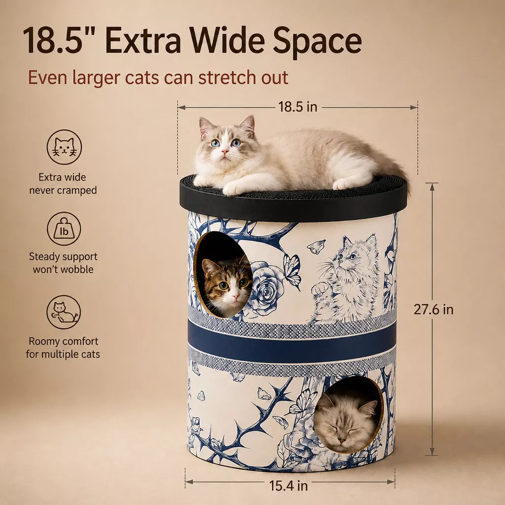 Three-Tier Corrugated Cardboard Cat Scratcher Hideaway