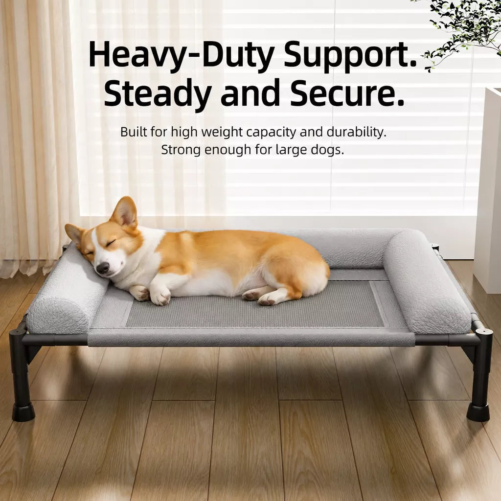 Elevated Faux Leather Dog Bed with Removable, Washable Design