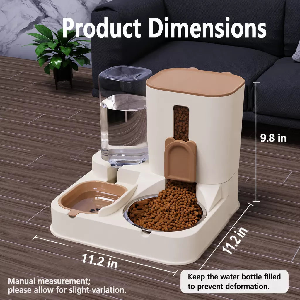Automatic Pet Feeder with Dual Food and Water Bowls