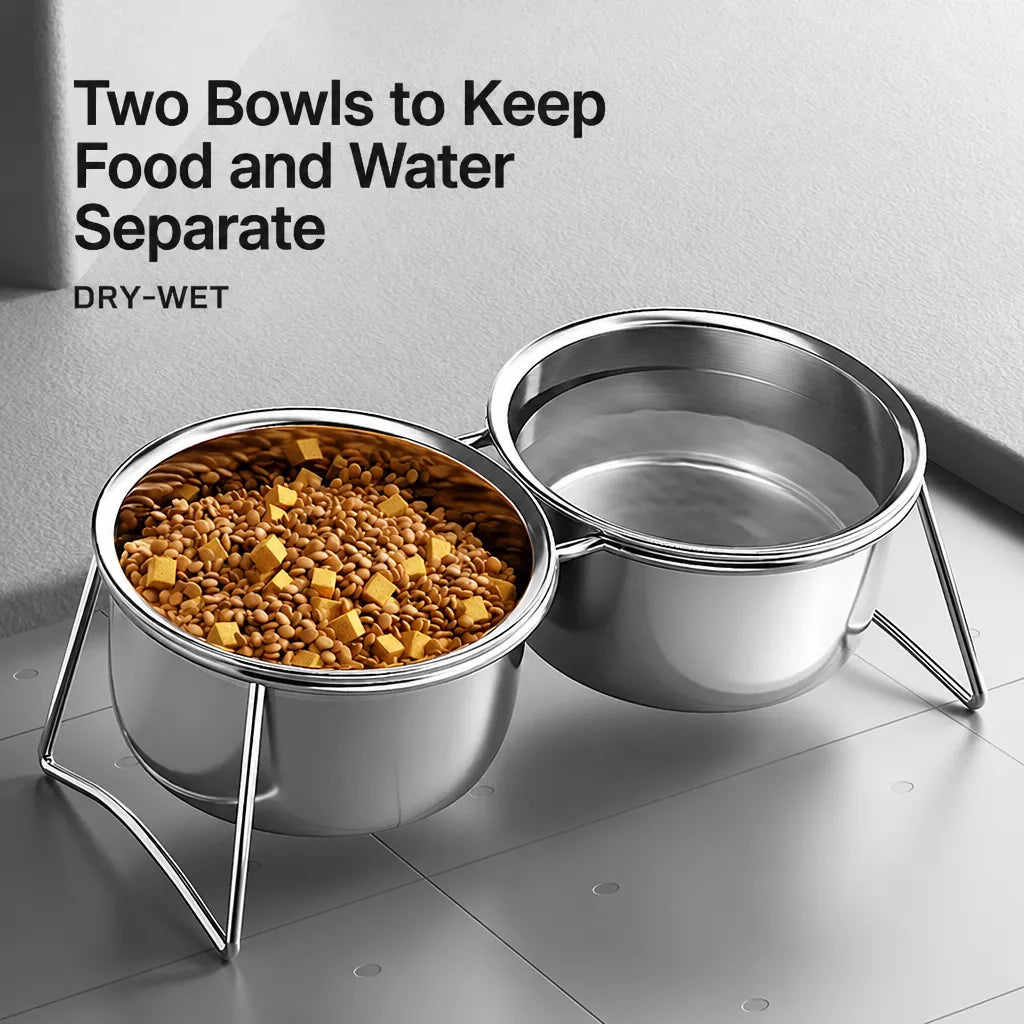 Elevated Stainless Steel Pet Bowl Stand for Dogs & Cats