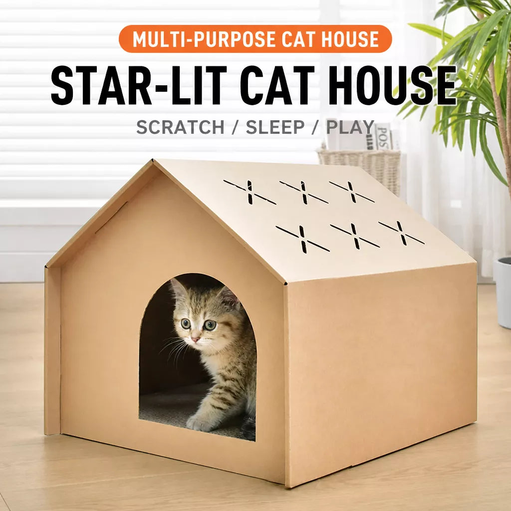 Corrugated Cardboard Cat House & Scratcher