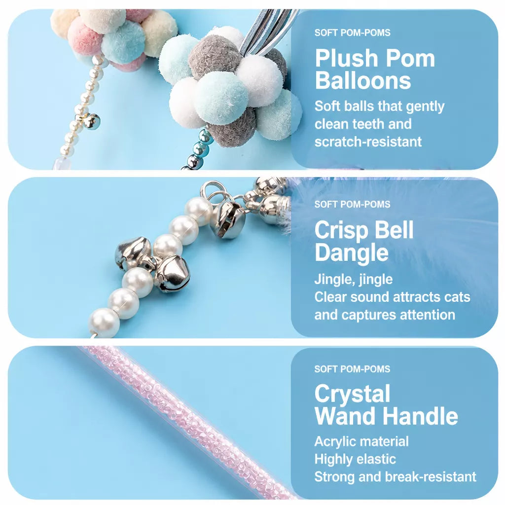 Feather Cat Teaser Wand Toy with Bell