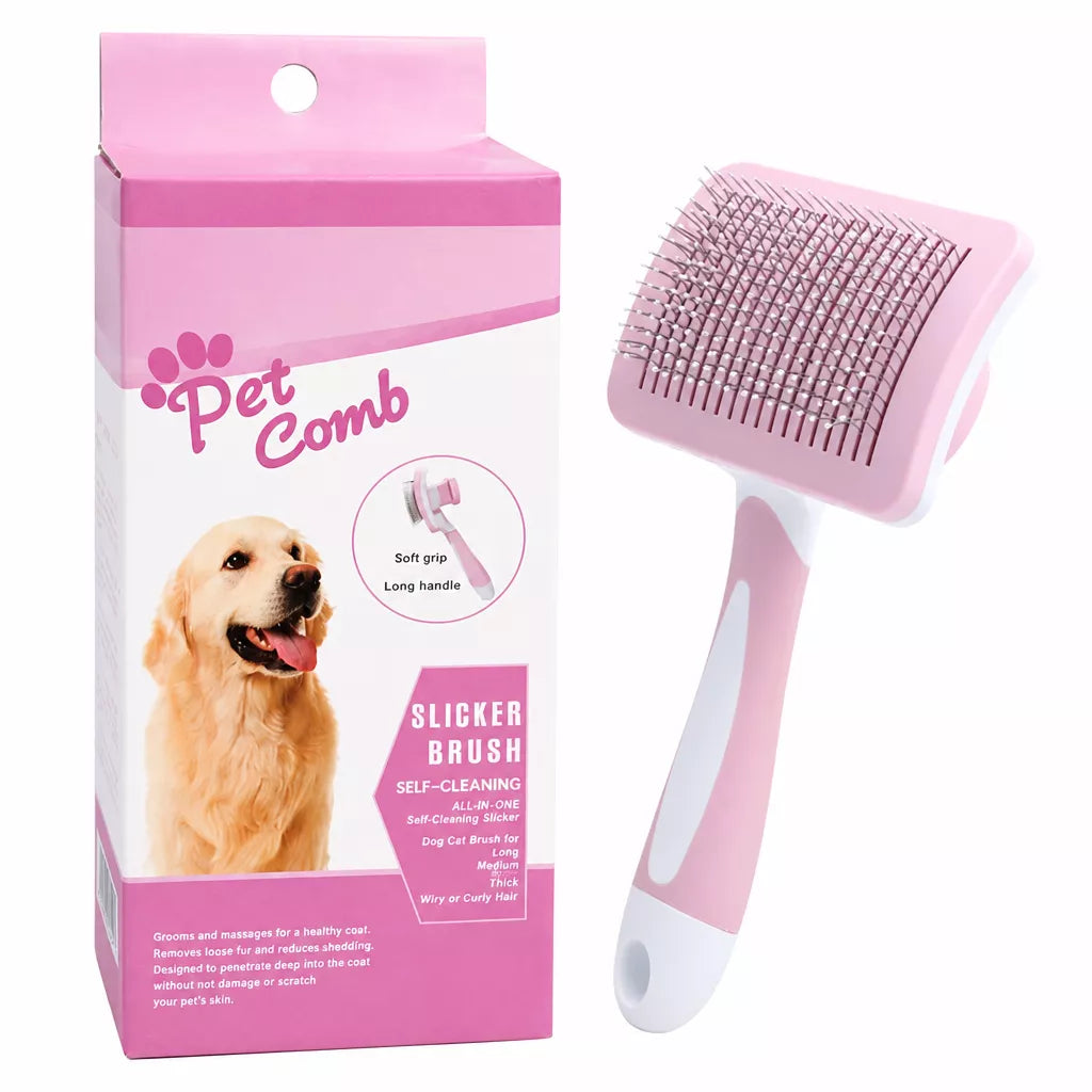 Self-Cleaning Pet Grooming Brush for Dogs and Cats