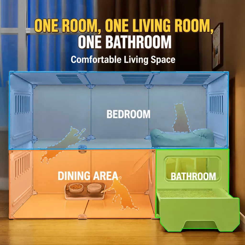 Indoor Cat Enclosure with Litter Box Area