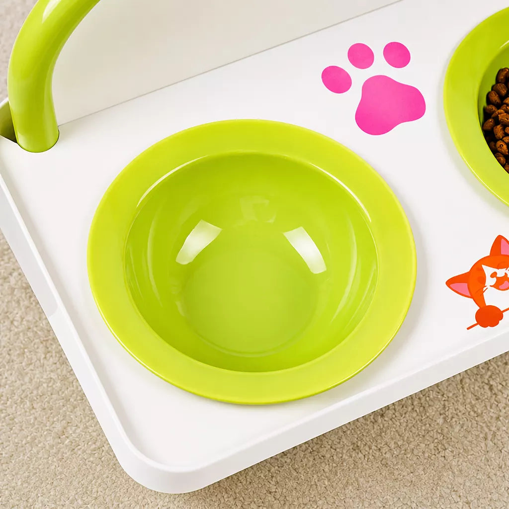 Elevated Ceramic Double Bowl Set for Cats & Dogs