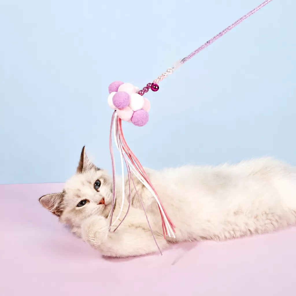 Fairy Cat Teaser Wand with Pom-Pom Toy