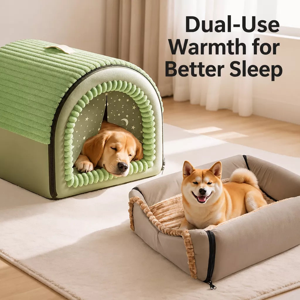 Enclosed Covered Pet Bed for Dogs and Cats