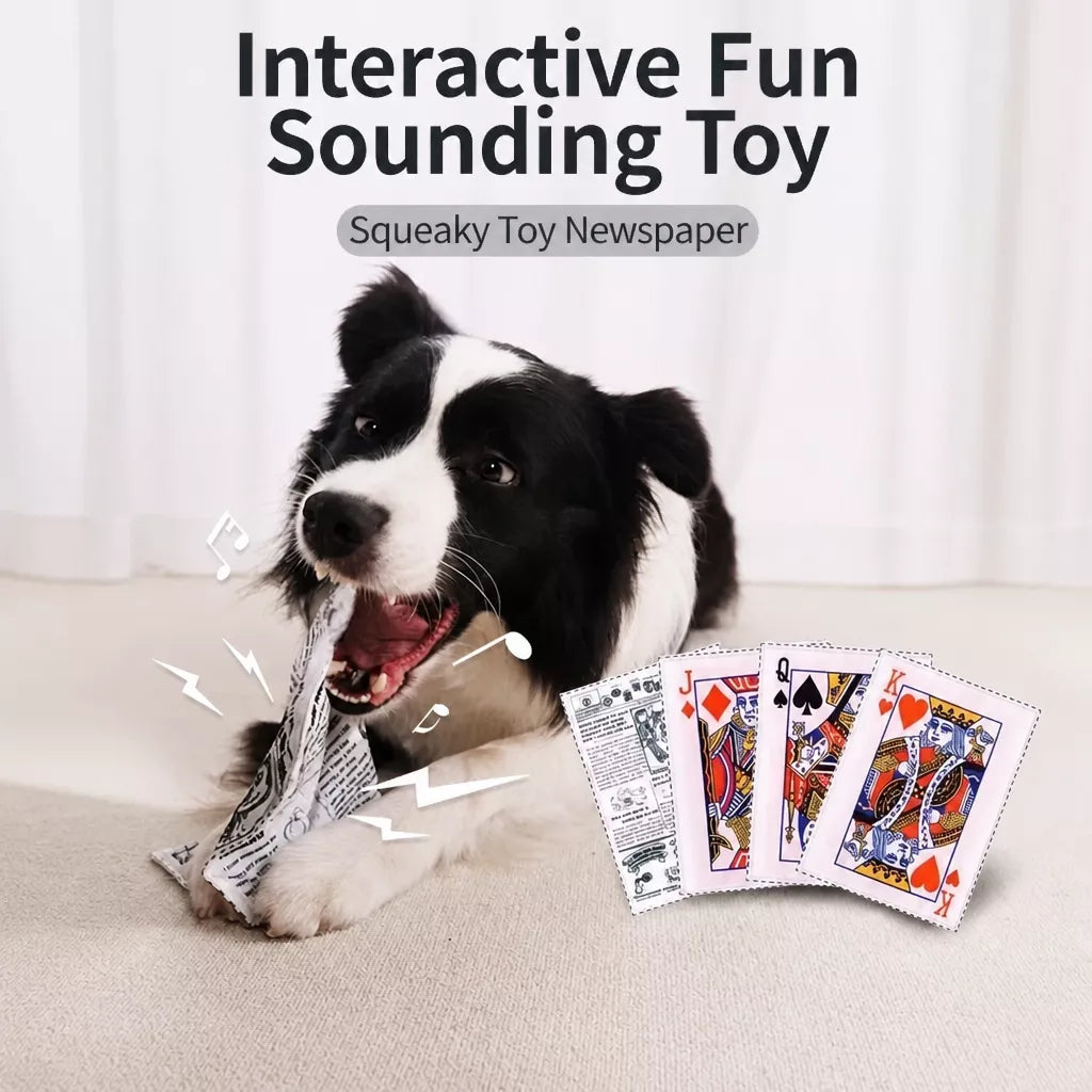 Squeaky Crinkle Dog Toy – Newspaper-Inspired Interactive Toy