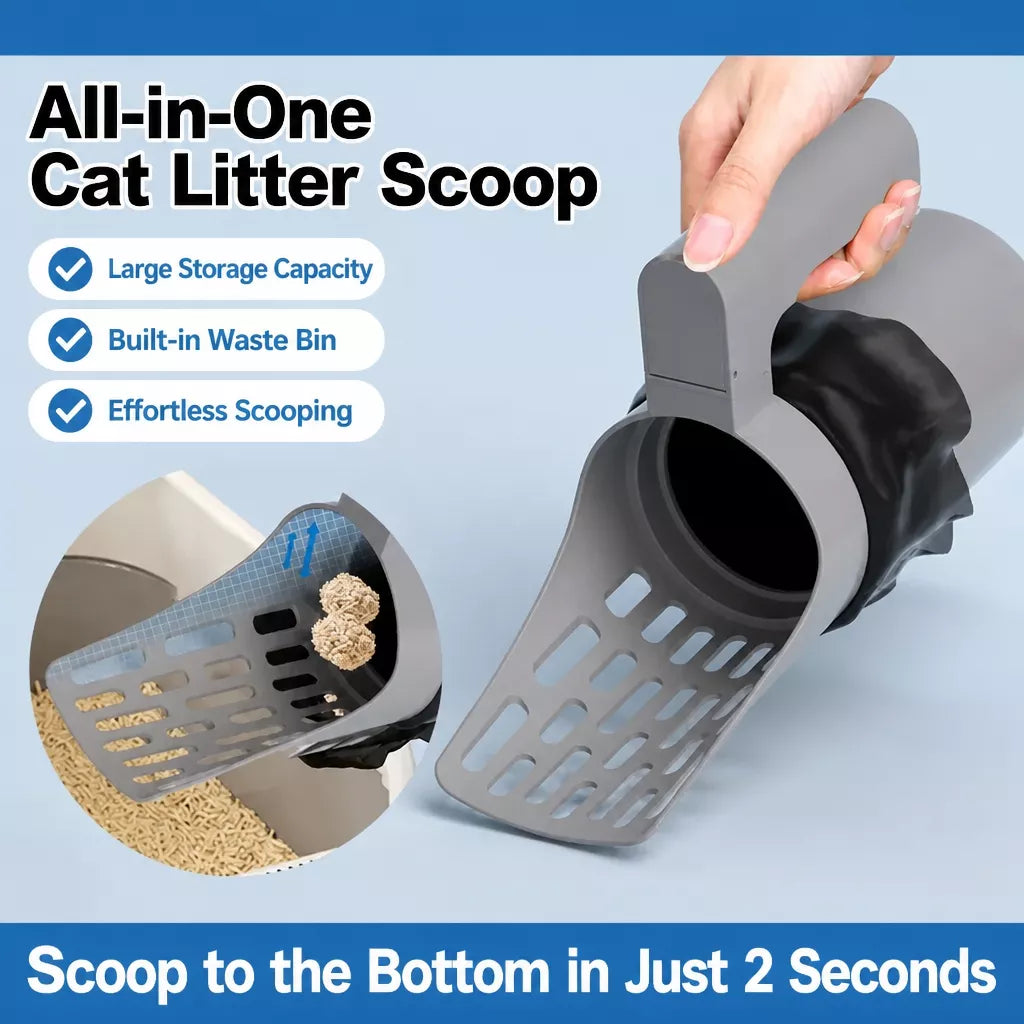 All-in-One Cat Litter Scoop with Bag Roll Holder
