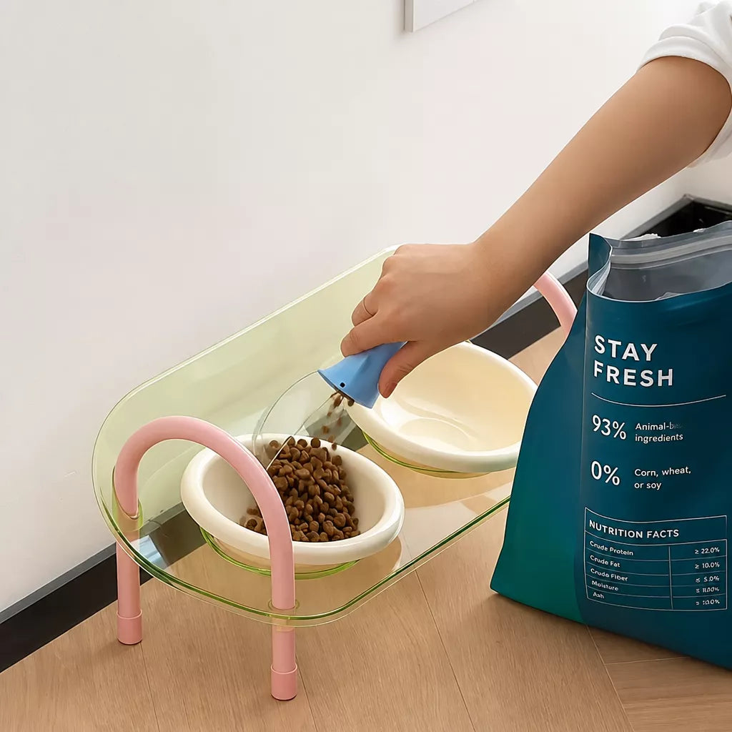 Ceramic Double-Bowl Slow Feeder Set for Pets