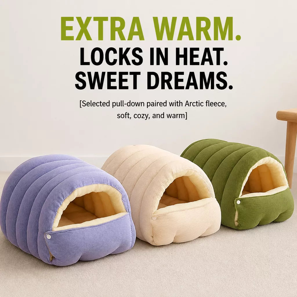 Semi-Enclosed Cat & Dog Bed with Removable Washable Cover
