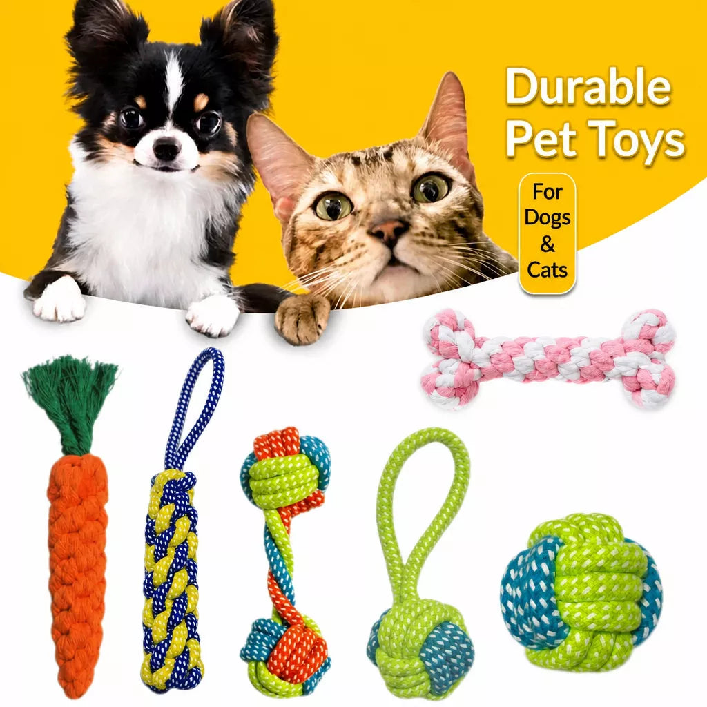 Squeaky Rope Chew Toys for Small and Medium Dogs