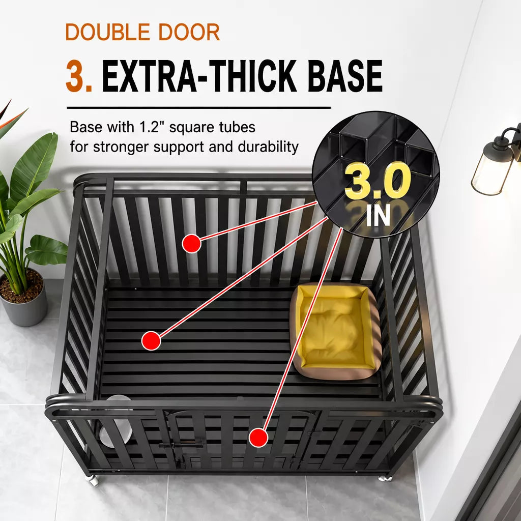 Indoor Metal Dog Crate with Waste Tray for Small to Large Dogs