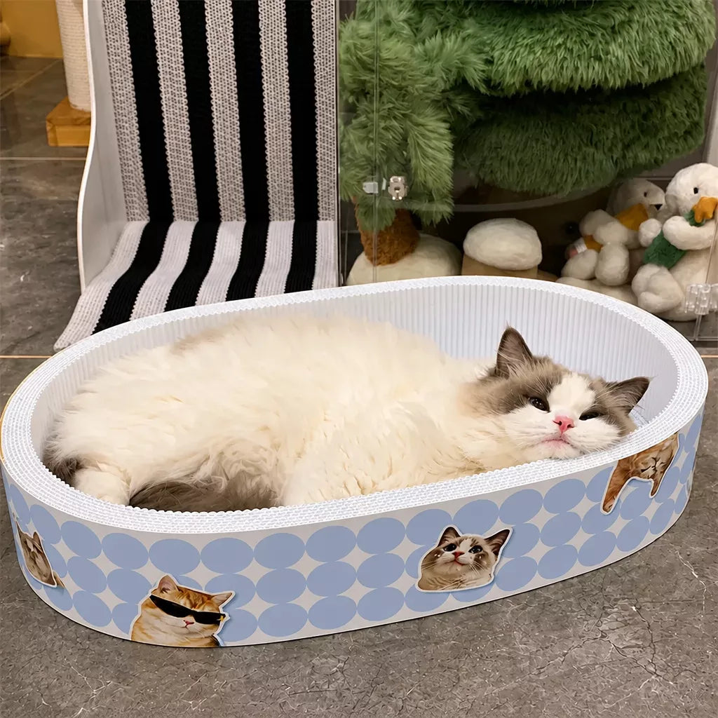 Deep Oval Cardboard Cat Scratcher Bed