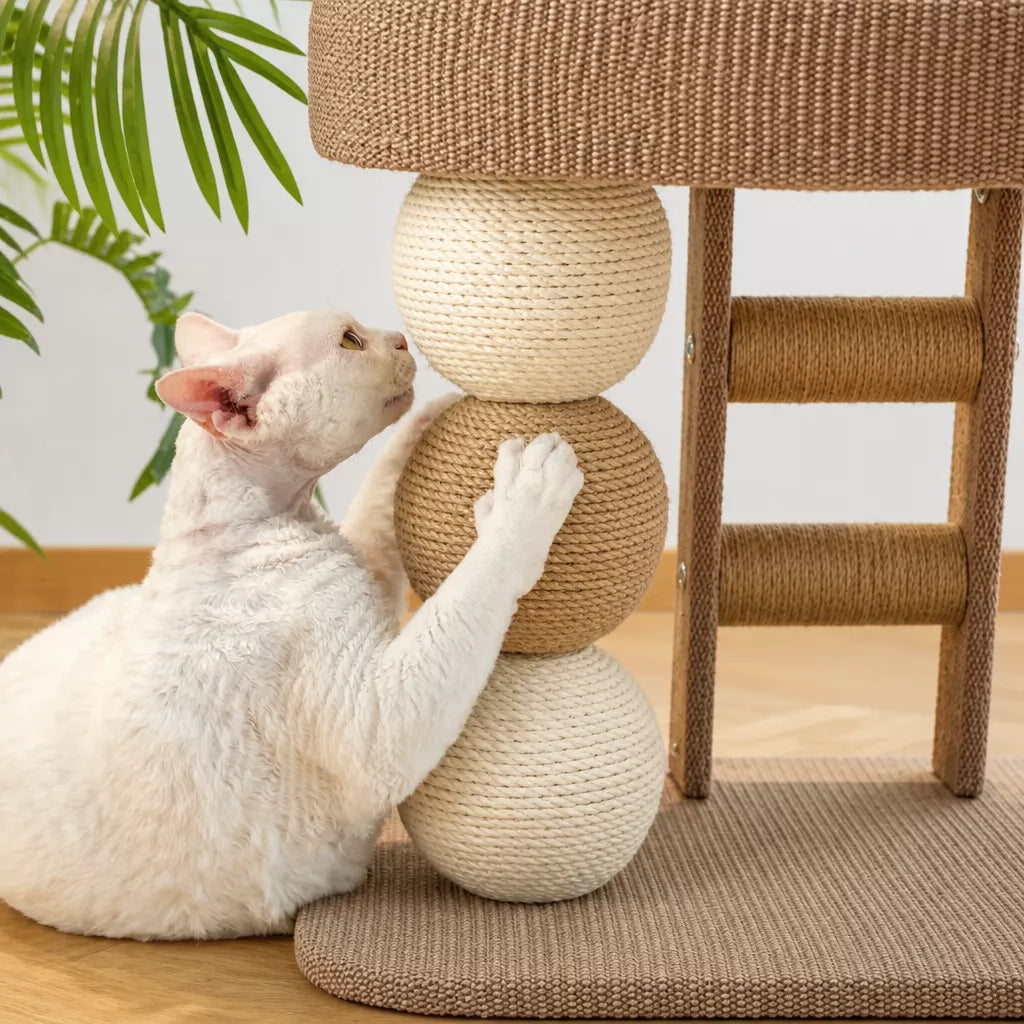 Low-Profile Cat Tree with Sisal Scratching Mat