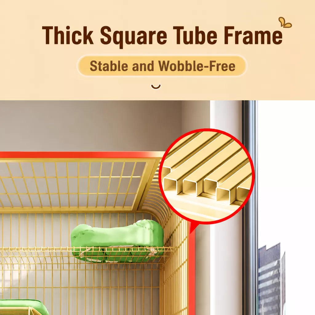 Multi-Level Cat Cage with Integrated Litter Box