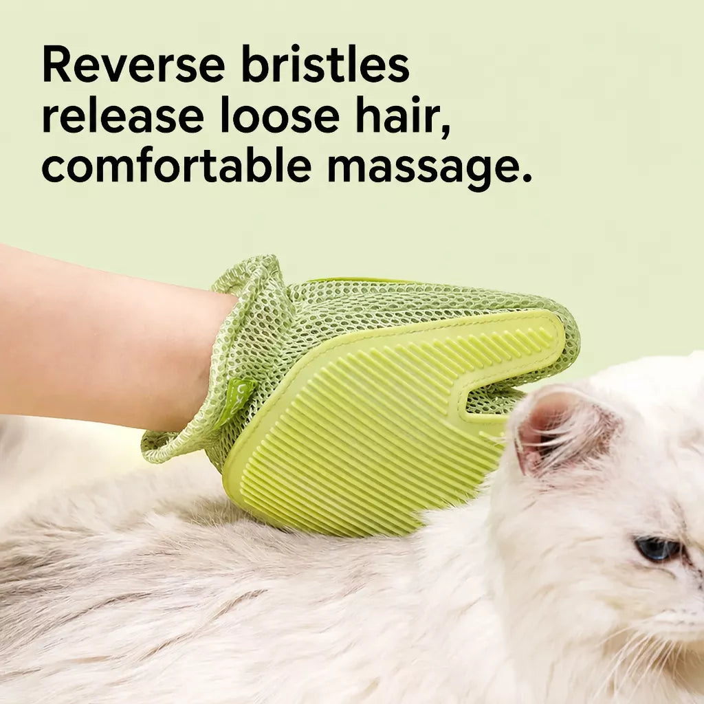 Double-Sided Cat Grooming Glove for Loose Fur