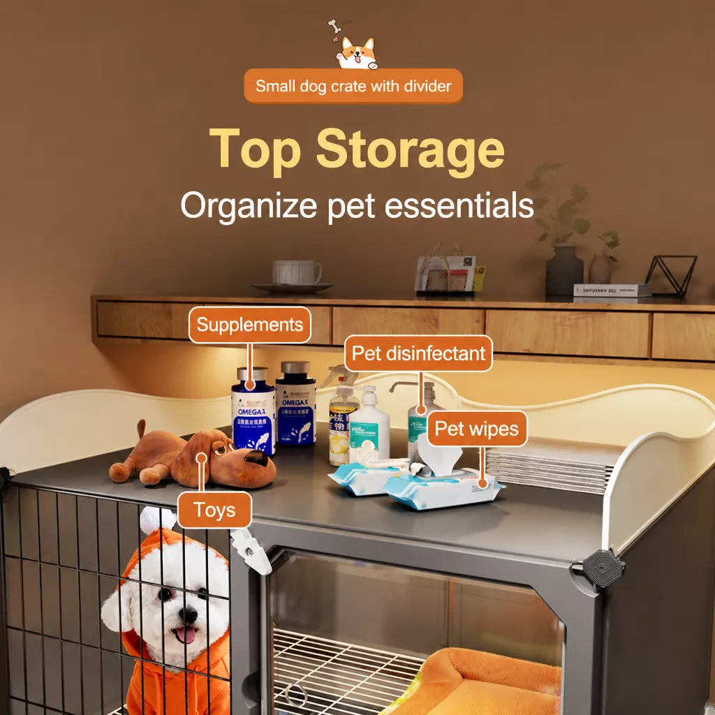 Indoor Iron Dog Crate with Separate Potty Area