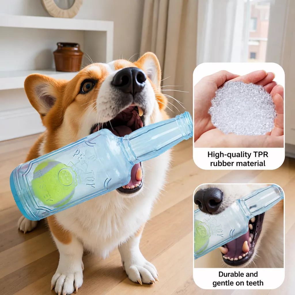 Small Dog Squeaky Bottle Toy with Tennis Ball