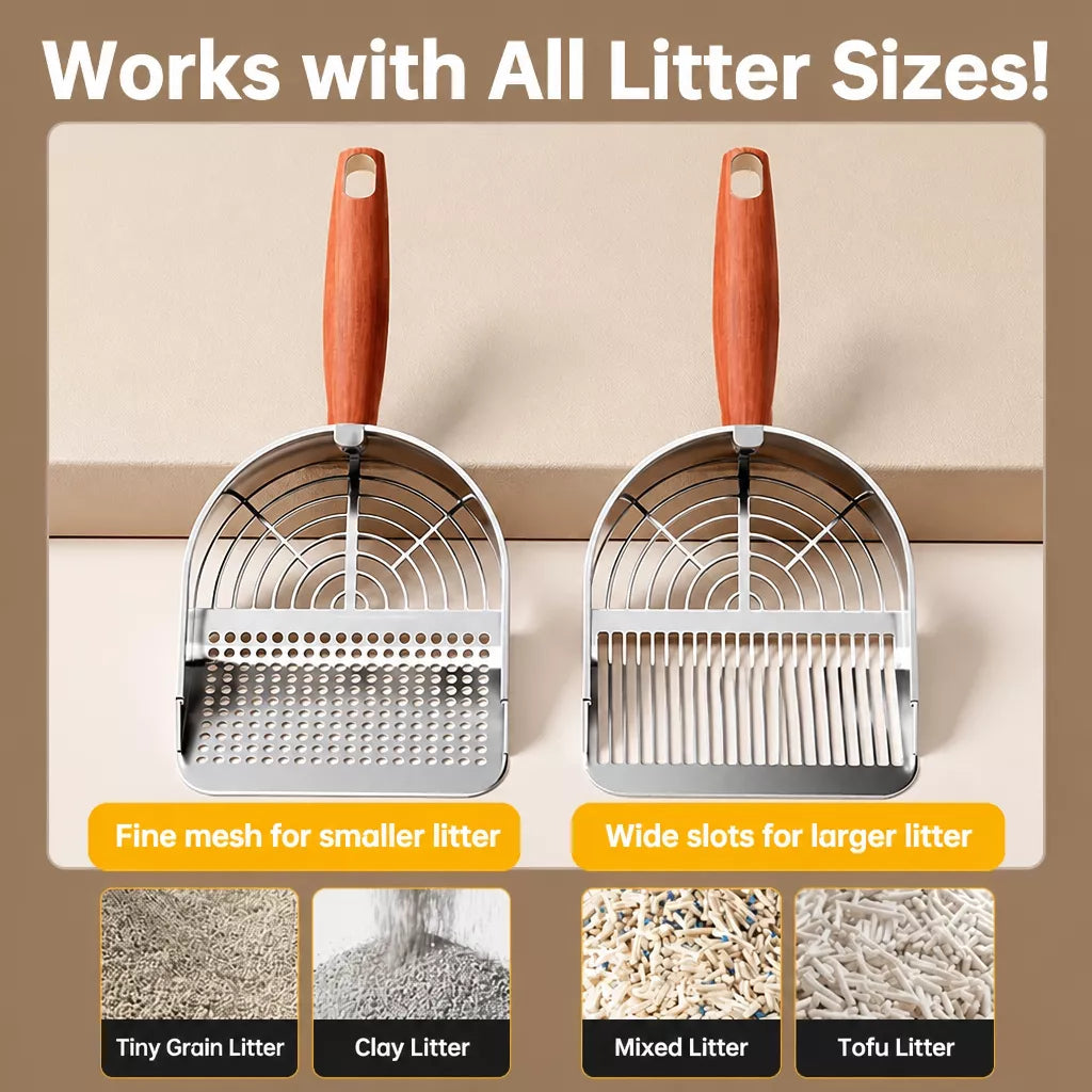 Metal Cat Litter Scoop with Slotted or Round-Hole Designs