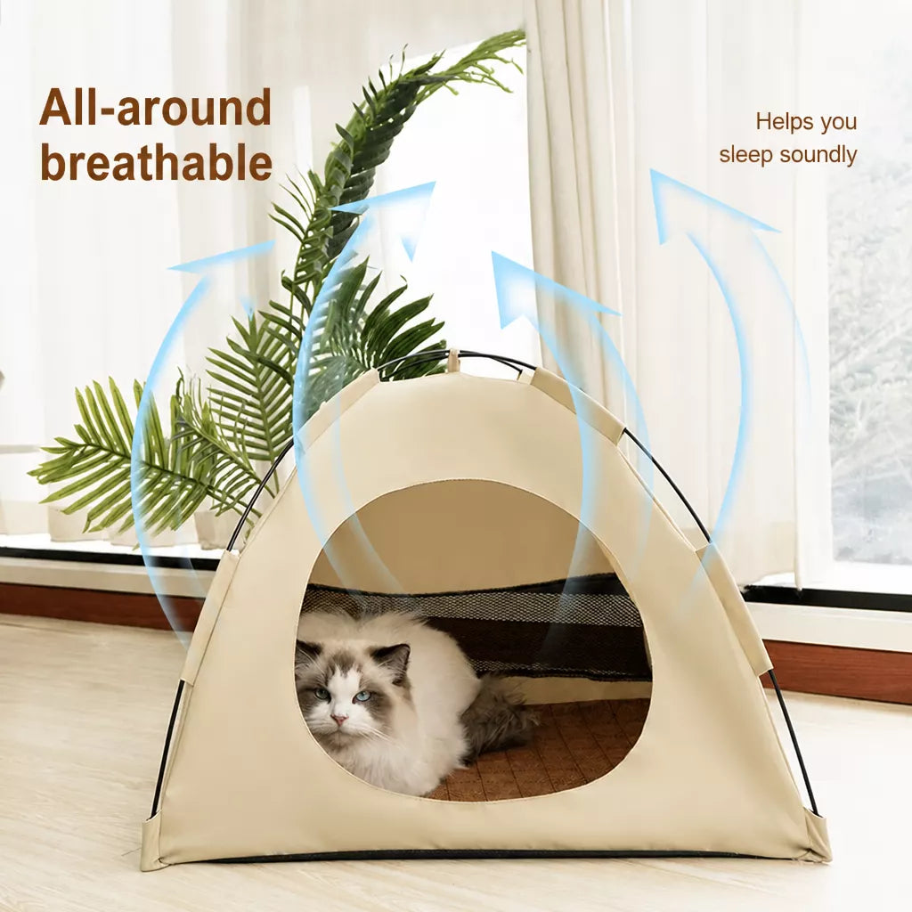 Portable Enclosed Pet Tent Bed with Ventilated Design