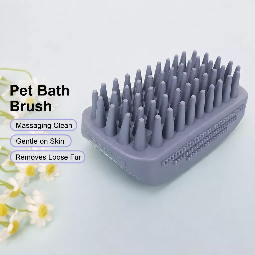 Silicone Pet Bath & Grooming Brush for Dogs and Cats