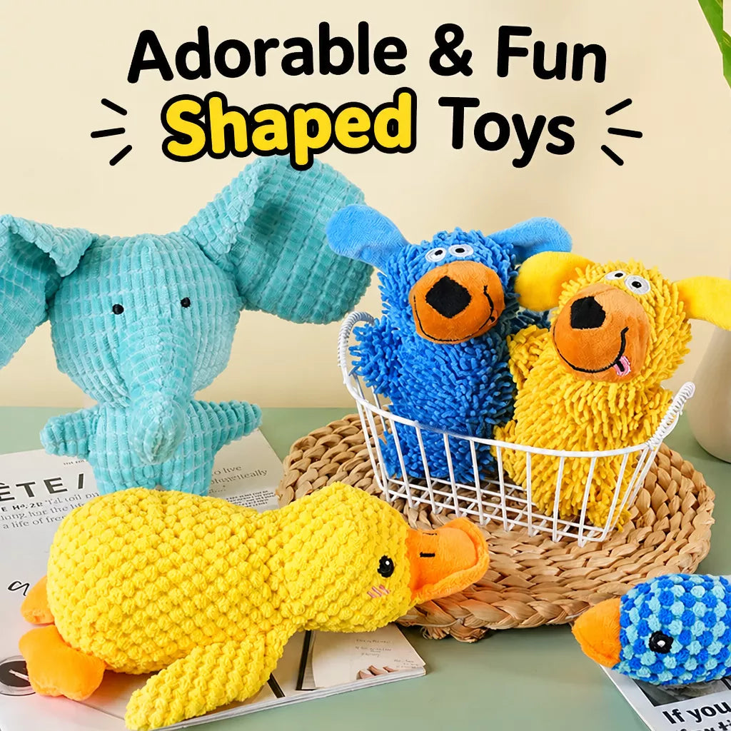 Plush Squeaky Pet Toy for Dogs and Cats – Assorted Animal Designs