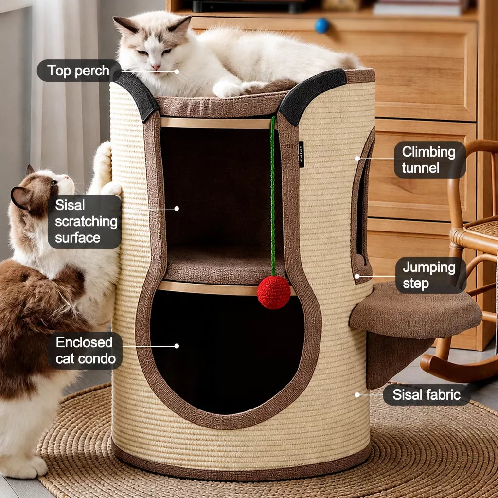 Cat Scratching Barrel Climbing Tower