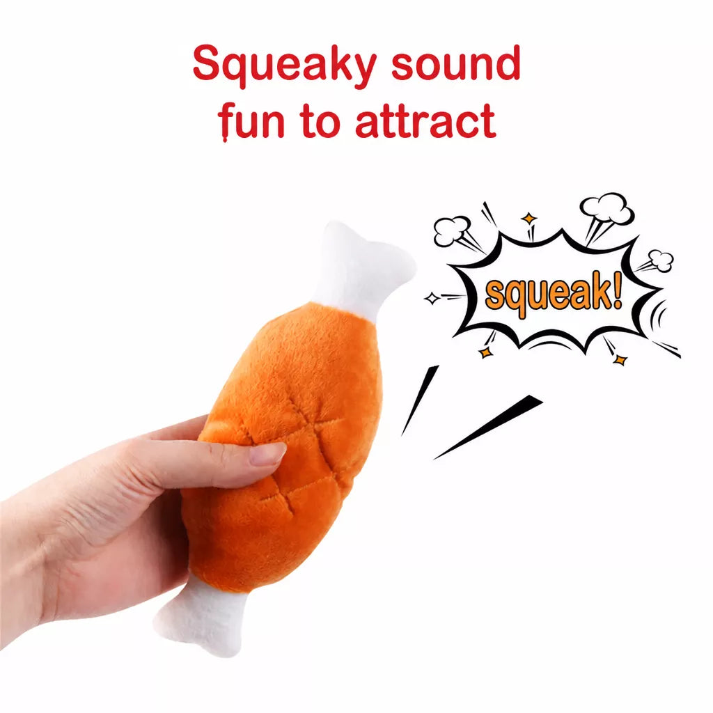 Plush Squeaky Chicken Leg Dog Toy