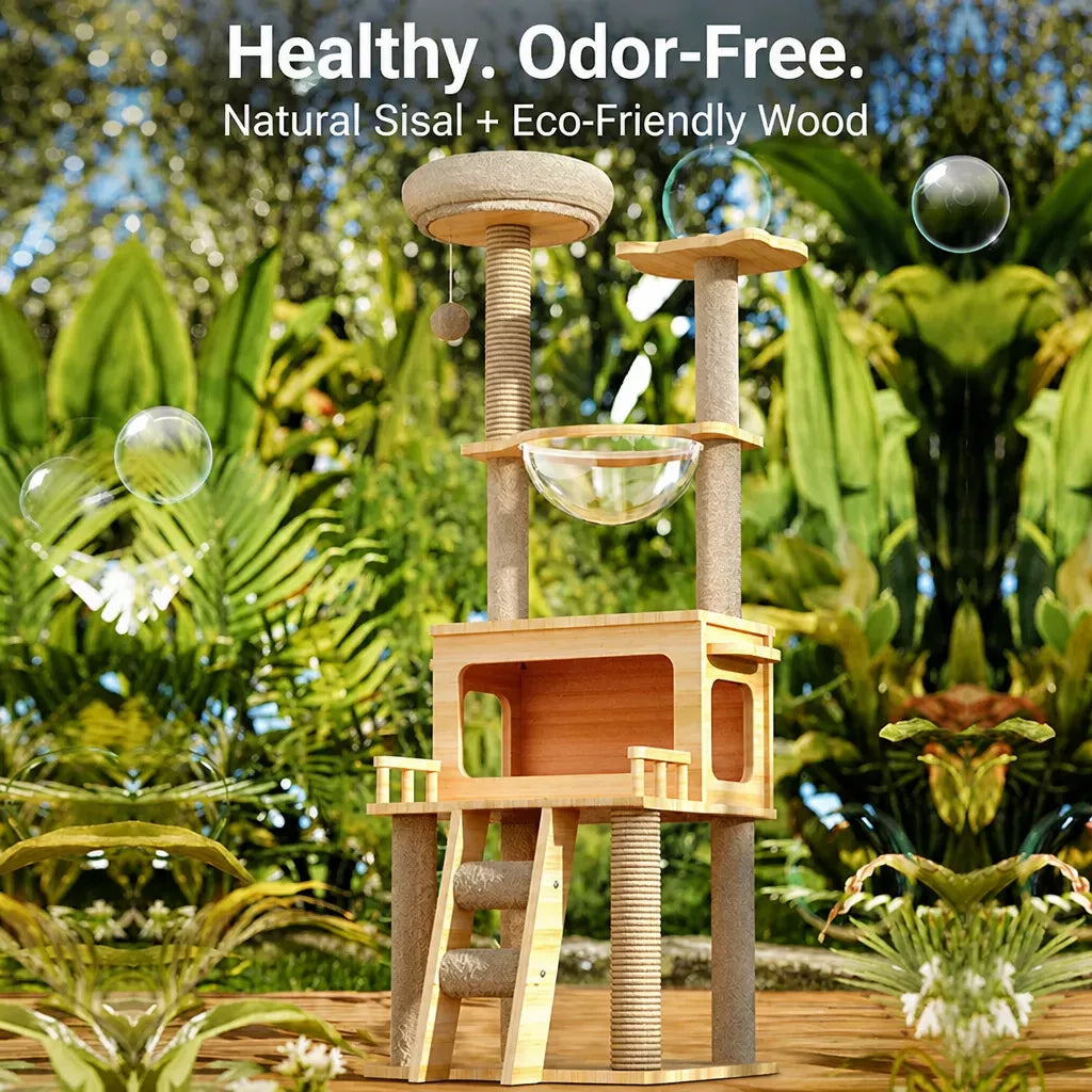 Mini Cat Tree with Enclosed Cat House and Scratching Post