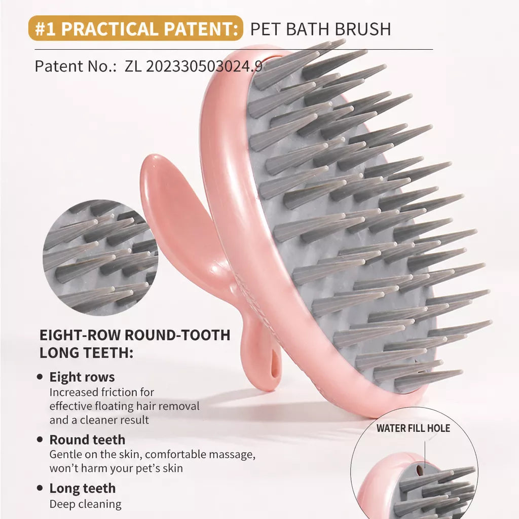 Dog & Cat Bath Brush for Grooming and Loose Hair Removal