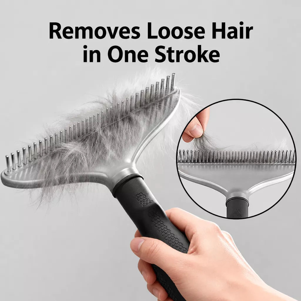 Dog & Cat Detangling Rake Comb for Long-Haired Coats