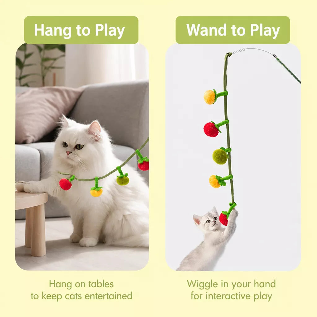 Felt Fruit String Cat Toy with Bell