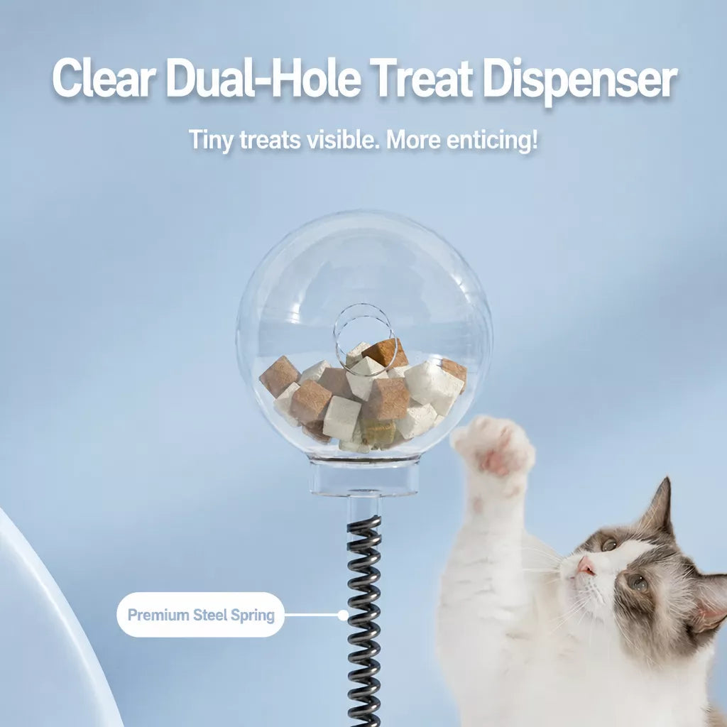 Interactive Cat Treat Spinner Toy with Teaser and Yarn Ball Options