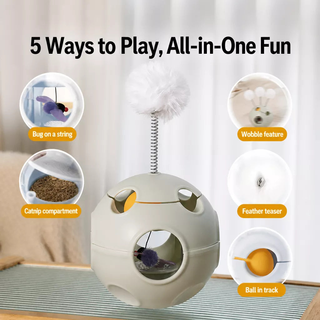 5-in-1 Planet Tumbler Cat Toy with Teaser Wand
