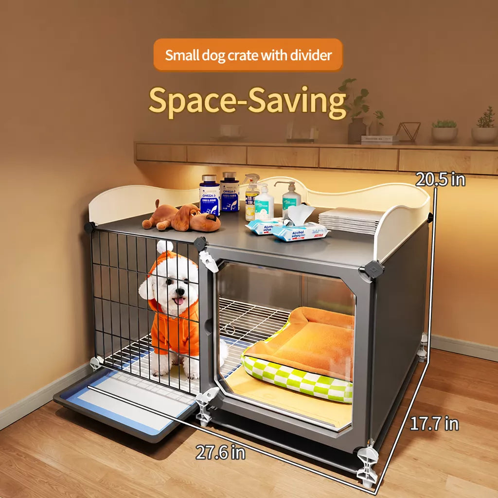 Indoor Iron Dog Crate with Separate Potty Area