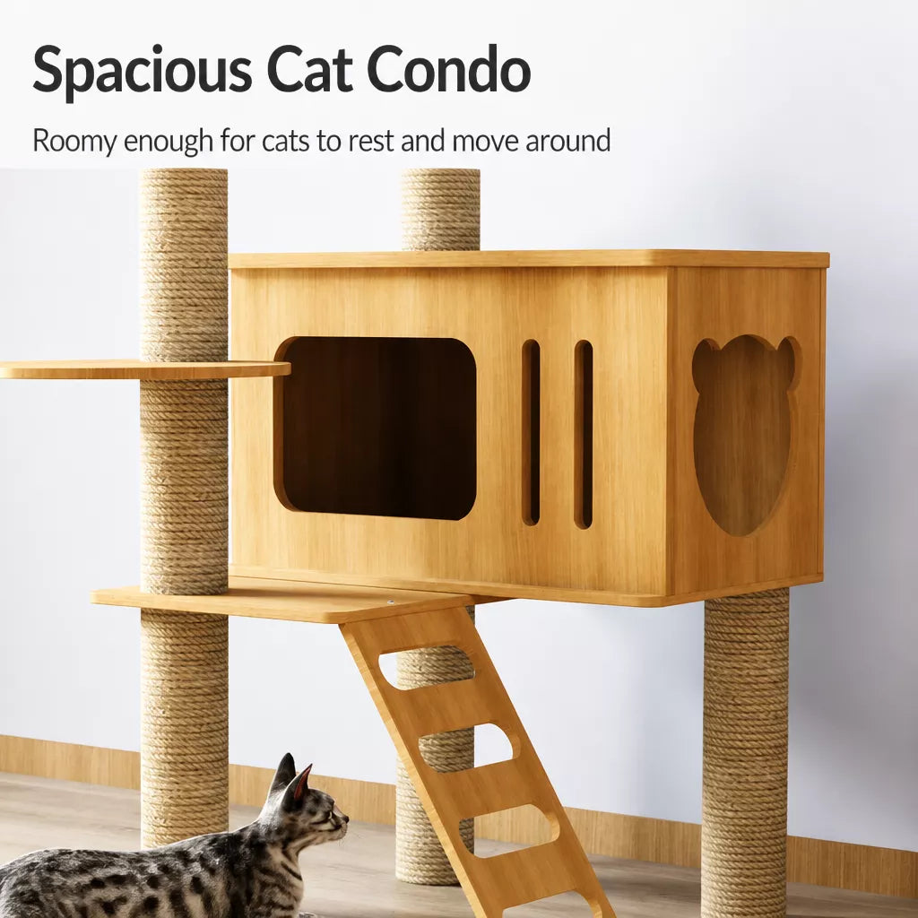 Cat Tree with Enclosed Cat House and Scratching Posts