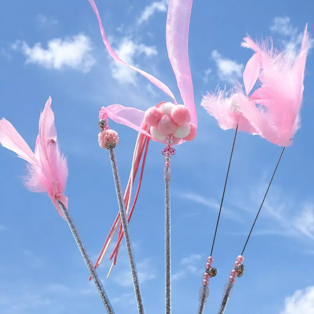 Feather Cat Teaser Wand Toy with Bell