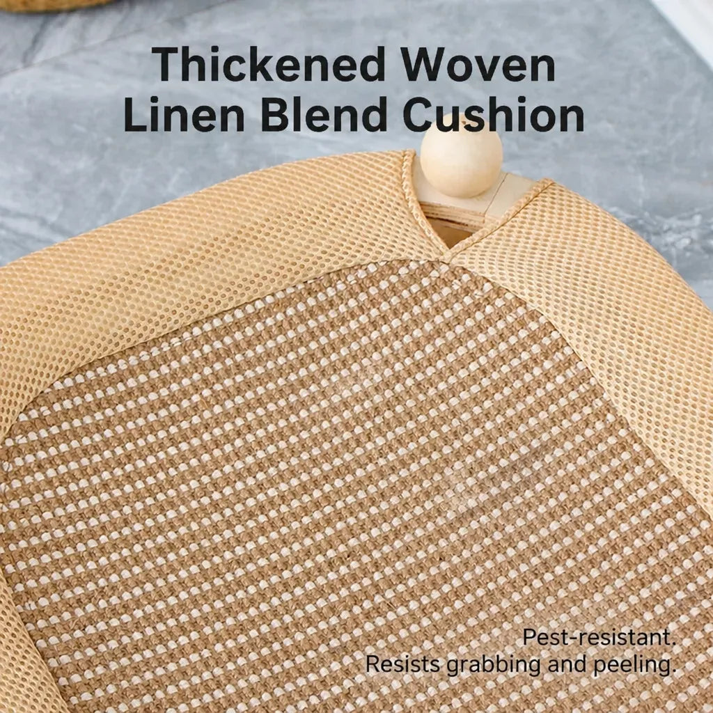 Two-Tier Wooden Cat Bed with Sisal Scratcher and Woven Mats
