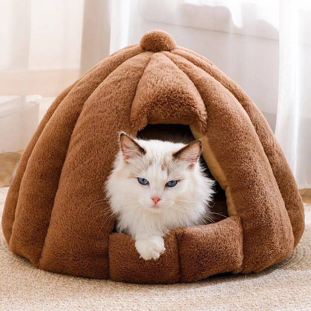 Enclosed Pet Tent Bed for Cats and Small Dogs