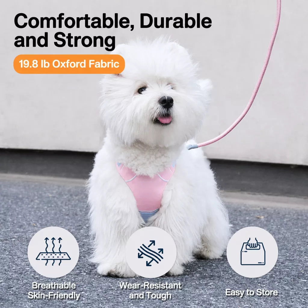 Vest-Style Dog Harness with Leash for Small to Medium Dogs