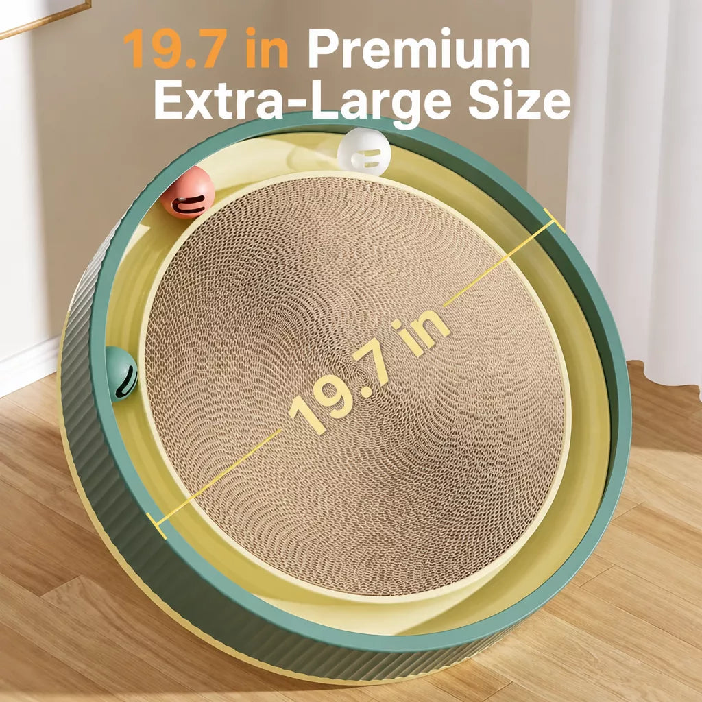 Extra-Large Round Cat Scratcher Lounge with Toy Ball